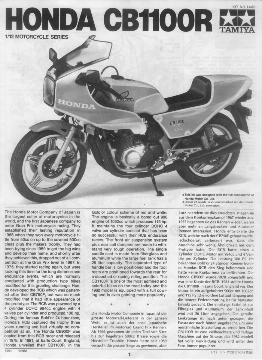 Gebrauchsanweisung Honda CB 1100 R